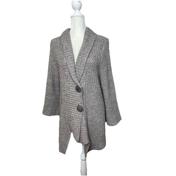 J. Jill Wool L Chunky Cardigan Knit Alpaca Wool Blend Shawl Collar Sweater Butto - Picture 1 of 12